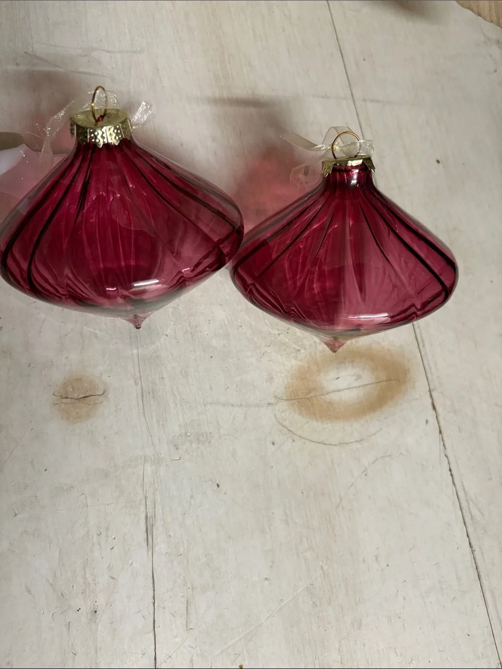 Rare Museum quality Burgandy Holiday Ornament set of.2
